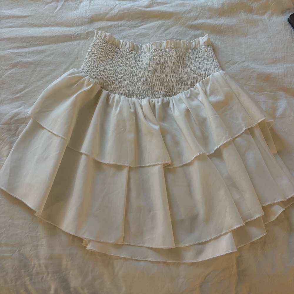 Ruffled White Tiered Skirt
